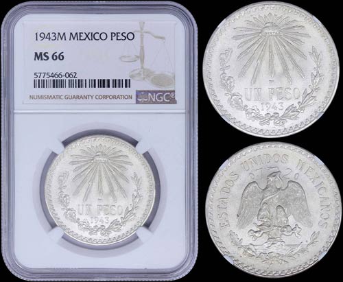 MEXICO: 1 Peso (1943 M) in silver ... 