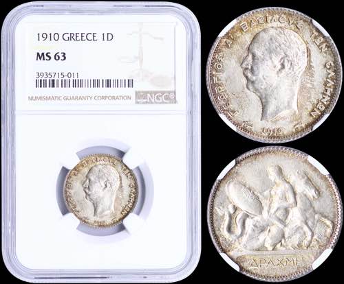 GREECE: 1 Drachma (1910) (type II) ... 