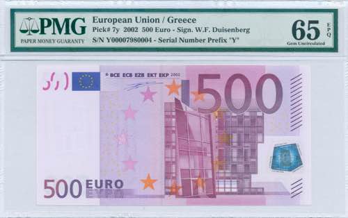 GREECE: 500 Euro (2002) in purple ... 