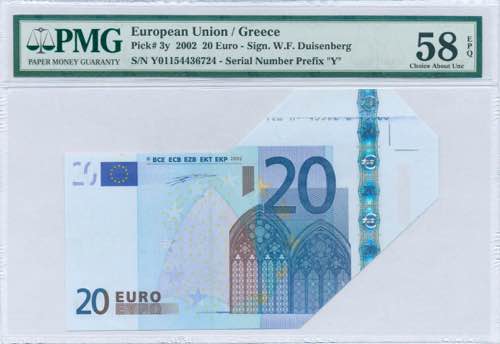 GREECE: 20 Euro (2002) in blue and ... 