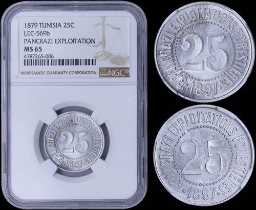 GREECE: TUNISIA: 25 Cents (1879) ... 