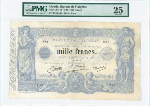 GREECE: ALGERIA: 1000 Francs ... 