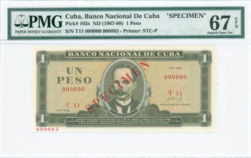 GREECE: CUBA: Specimen of 1 Pesos ... 