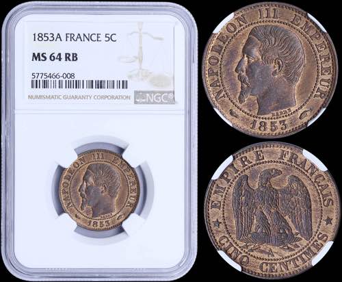 GREECE: FRANCE: 5 Centimes (1853 ... 