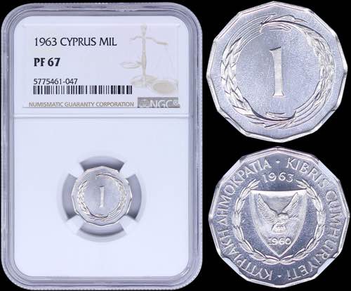 CYPRUS: 1 Mil (1963) in aluminium ... 