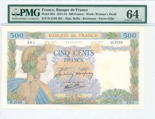 GREECE: FRANCE: 500 Francs ... 