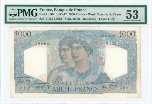 GREECE: FRANCE: 1000 Francs ... 