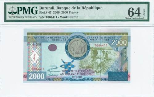 GREECE: BURUNDI: 2000 Francs ... 