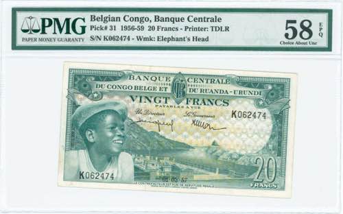 GREECE: BELGIAN CONGO: 20 Francs ... 