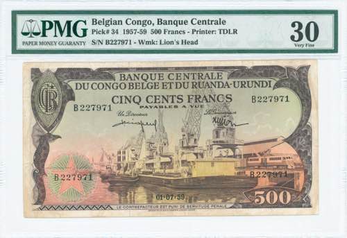 GREECE: BELGIAN CONGO: 500 Francs ... 