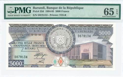 GREECE: BURUNDI: 5000 Francs ... 