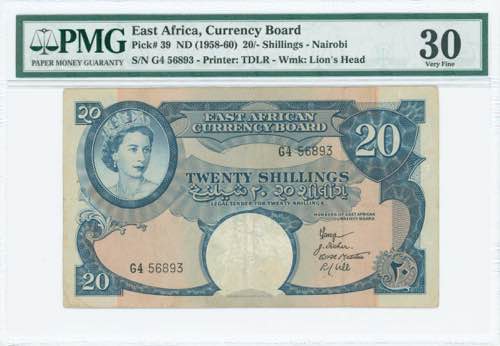 GREECE: EAST AFRICA: 20 Shillings ... 