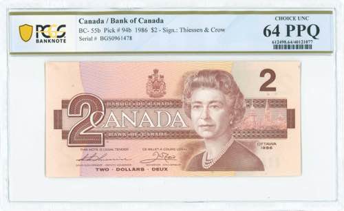 GREECE: CANADA: 2 Dollars (1986) ... 