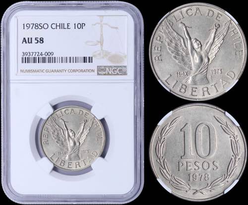 GREECE: CHILE: 10 Pesos (1978 SO) ... 