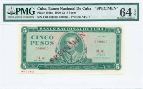 GREECE: CUBA: Specimen of 5 pesos ... 