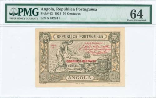 GREECE: ANGOLA: 50 Centavos (1921) ... 