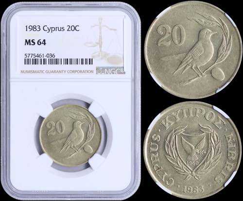 CYPRUS: 20 Cents (1983) in ... 
