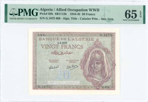 GREECE: ALGERIA: 20 Francs ... 