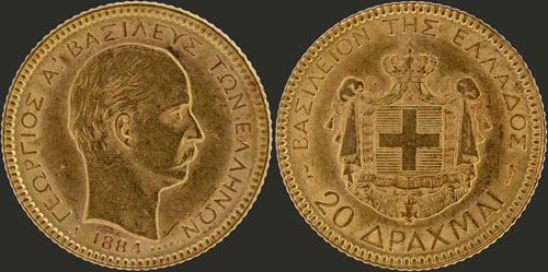 20 drx (1884 A) (type II) in gold ... 