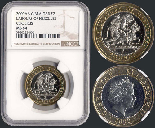 GIBRALTAR: 2 Pounds (2000 AA) in ... 
