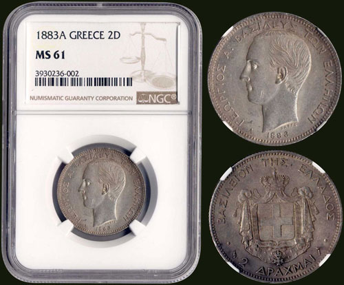 2 drx (1883 A) (type I) in silver ... 