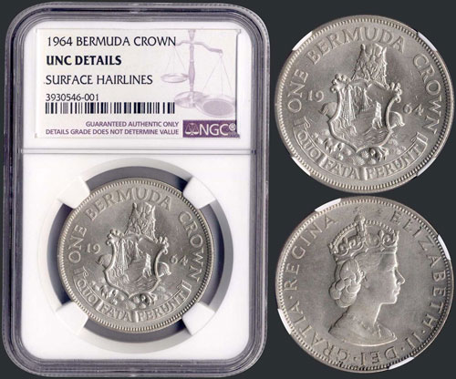 BERMUDA: 1 Crown (1964) in silver ... 