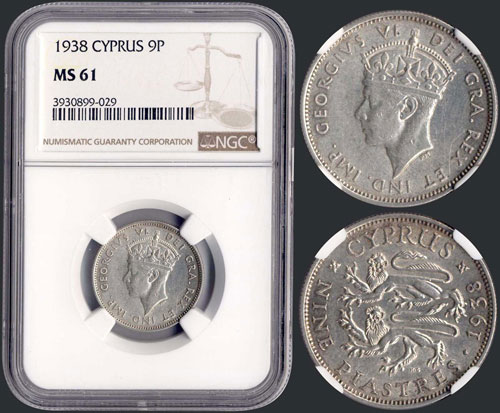 9 Piastres (1938) in silver with ... 