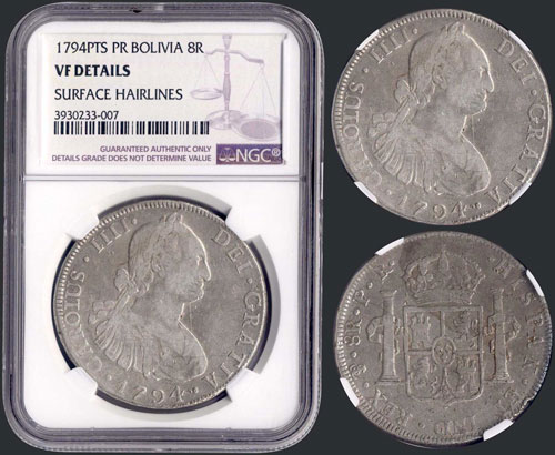 BOLIVIA: 8 Reales (1794PTS PR) in ... 