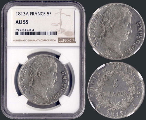 FRANCE: 5 Francs (1813 A) in ... 