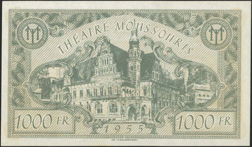 1000 Francs (1955) in dark green ... 