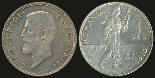 ROMANIA: 1 Leu (1910) in silver ... 
