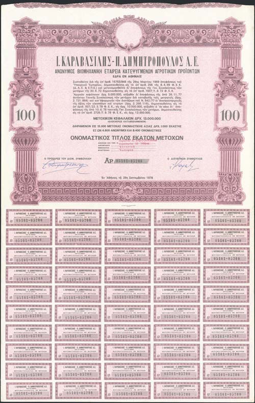 Bond certificate of 100 shares of ... 