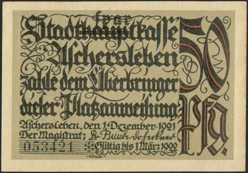GERMANY: 50 Pf (1.12.1921) by ... 