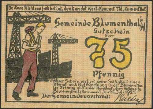 GERMANY: 75 Pf (25.7.1921) by ... 