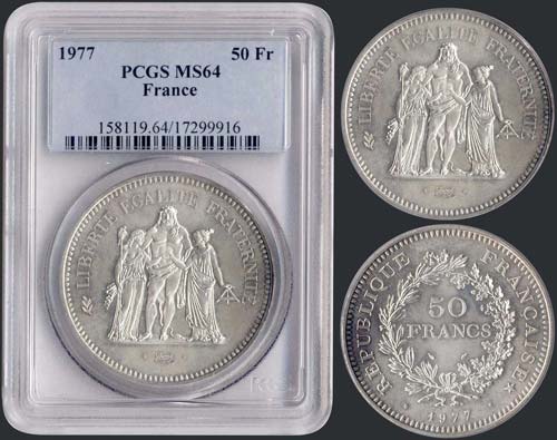 FRANCE: 50 Francs (1977) in silver ... 