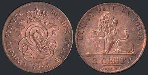 BELGIUM: 2 Centimes (1846) in ... 