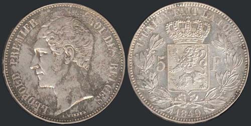 FRANCE: 5 Francs (1849) in silver ... 
