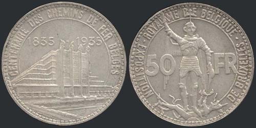 BELGIUM: 50 Francs (1935) ... 