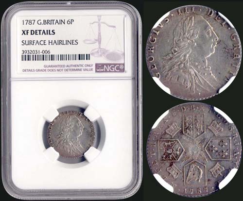 GREAT BRITAIN: 6 Pence (1787) in ... 