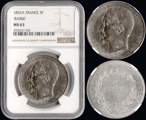 France: 5 Francs (1852 A) in ... 