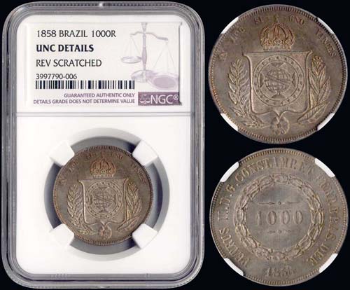 BRAZIL: 1000 Reis (1858) in silver ... 