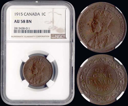 CANADA: 1 cent (1915) in bronze. ... 