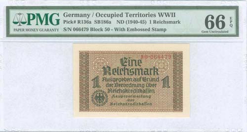 GREECE: 1 Reichsmark (ND 1940-45) ... 