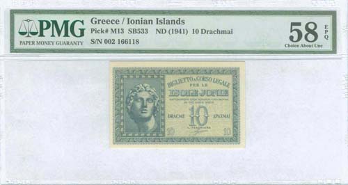 GREECE: 10 drx (ND 1941) by ISOLE ... 