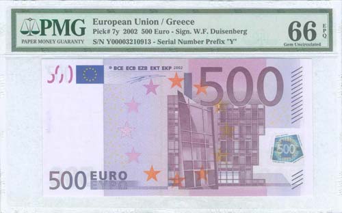 GREECE: 500 Euro (2002) in purple ... 