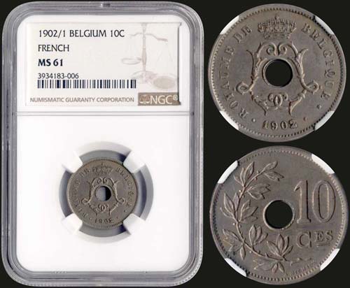 BELGIUM: 10 centimes (1902/1) in ... 