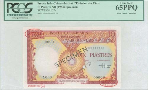 FRENCH INDO-CHINA: 10 Piastres (ND ... 