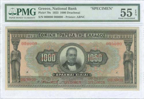 GREECE: 1000 drx (4.4.1923) in ... 