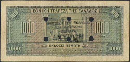 GREECE: 1000 Drachmas (4.11.1926) ... 