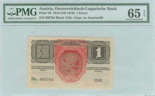 AUSTRIA: 1 Krone (ND 1919) in red ... 